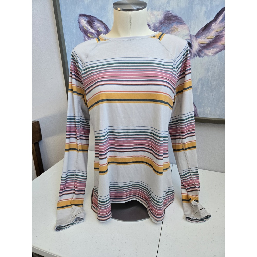 L.L. Bean Women's M REG Multicolored Striped Soft Lightweight Long Sleeve Tee